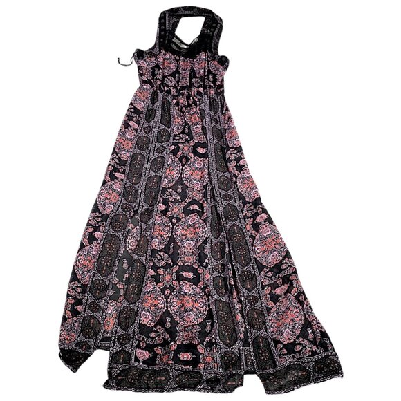 Free People Dress 4 Moroccan Print Halter Slit Summer Boho Goddess Travel Event - Picture 1 of 16